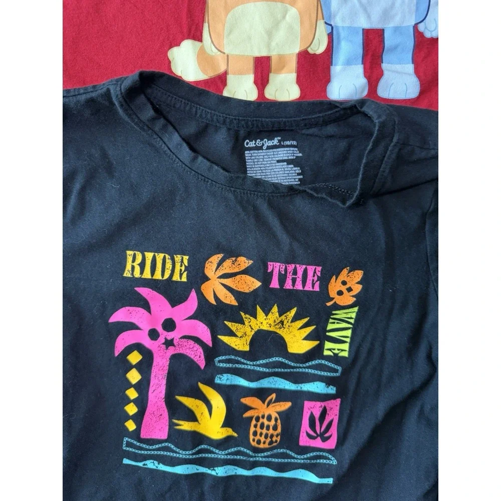 Girls Size 10/12 Shirt Lot 4pc Old Navy Cat & Jack Bluey Graphic Summer Tops